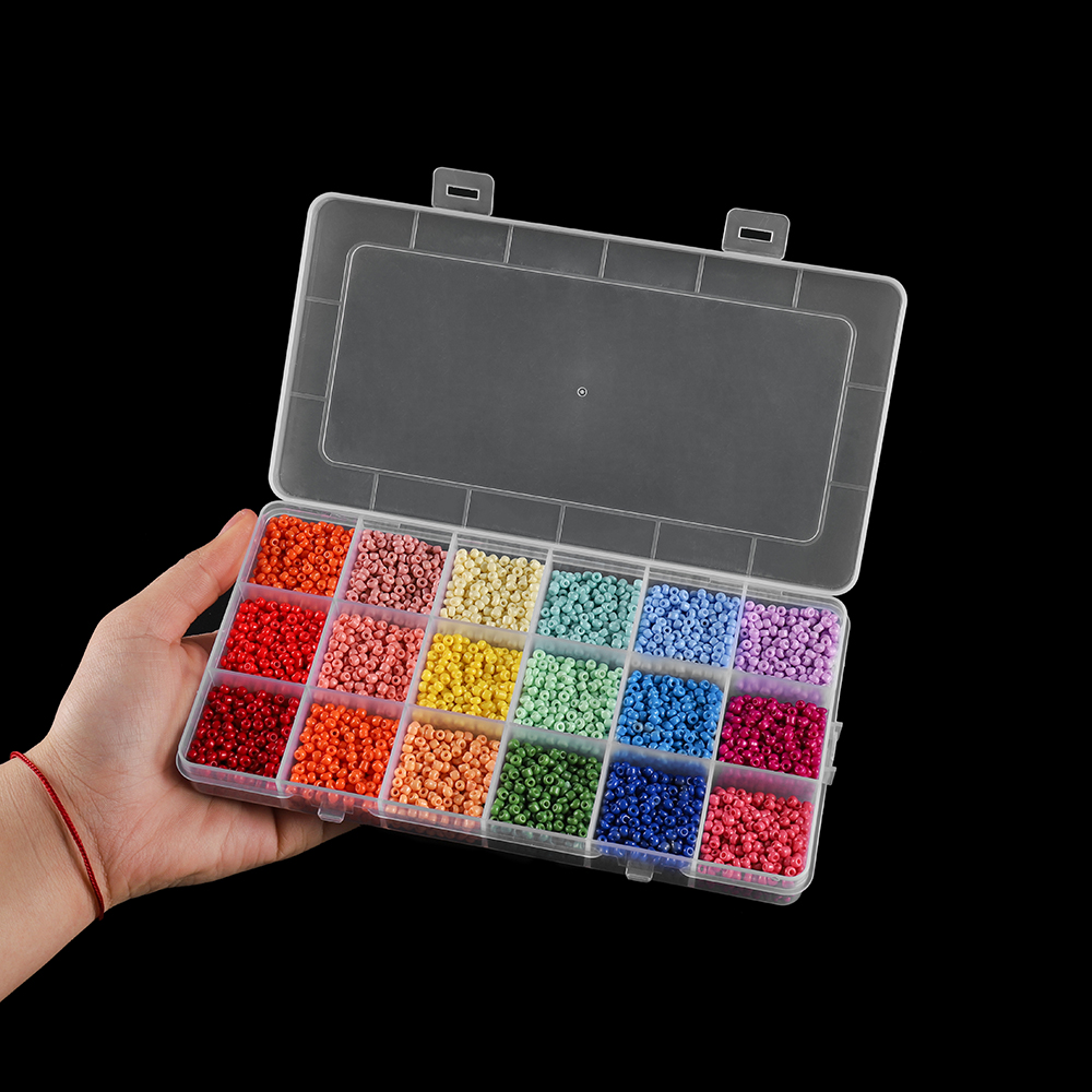 Bộ hạt thủy tinh cát màu trái cây 3mm (3mm * 18 ngăn * 14000 chiếc)