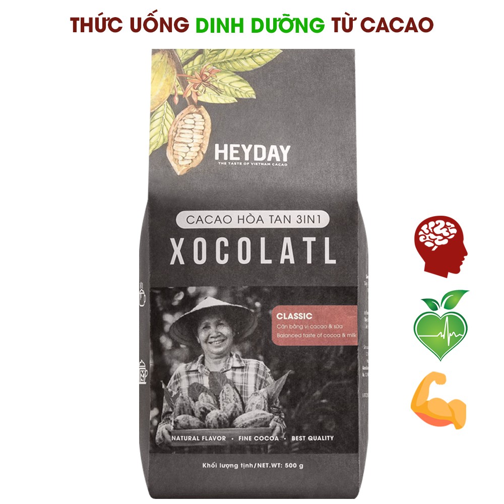 Thức uống cacao 3in1 Xocolatl [200g, 500g] - Gu truyền thống Classic - Đậm đà vị cacao nguyên chất, thơm béo vị sữa