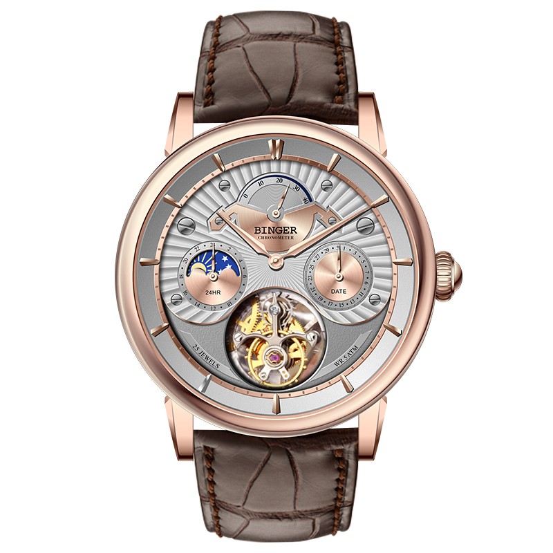 Đồng hồ cơ nam Tourbillon 6 kim Binger BG94