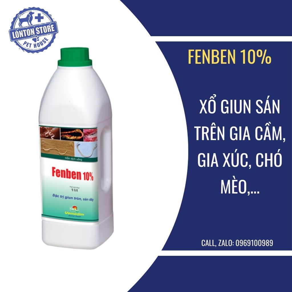 Chai Diệt Trừ Mọi Loại Giun Sán Cho Vật Nuôi - Fenben 10% (Fenbendazole) 120ml - Lonton Store