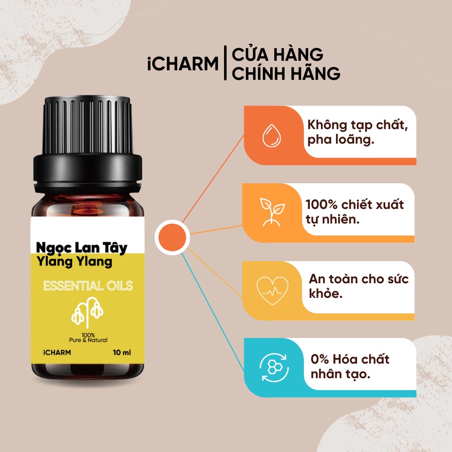 Tinh dầu ngọc lan tây 10ml 50ml [Ylang Ylang essential oil] iCHARM - Nguyên chất - Không pha loãng - Không tạp chất