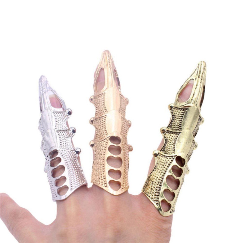 JUNE Cosplay Full Finger Personality Metal Ring Halloween Decoration Cool Boys Rock Punk Joint Knuckle/Multicolor