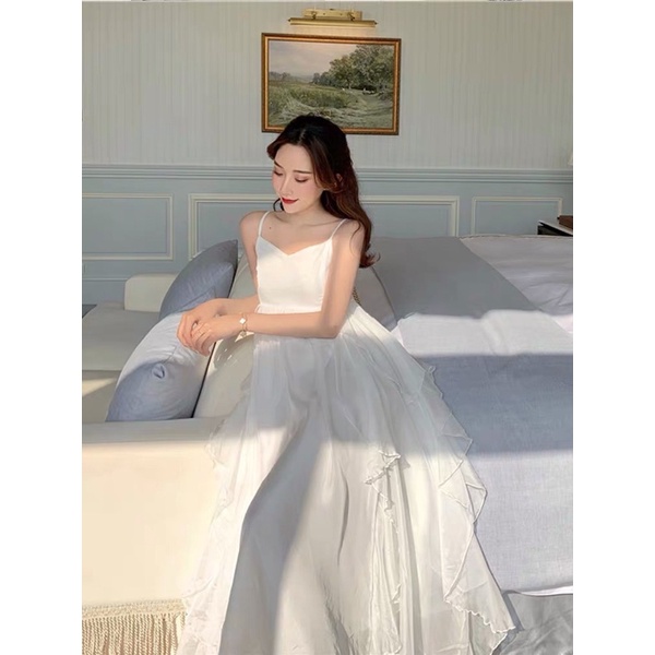 CÓ SẴN Váy🎀Đầm maxi voan tơ 2dây+áo khoác cardigan xoè tầng đi biển du lịch/Váy công chúa ulzzang tiểu thư bồng bềnh | BigBuy360 - bigbuy360.vn