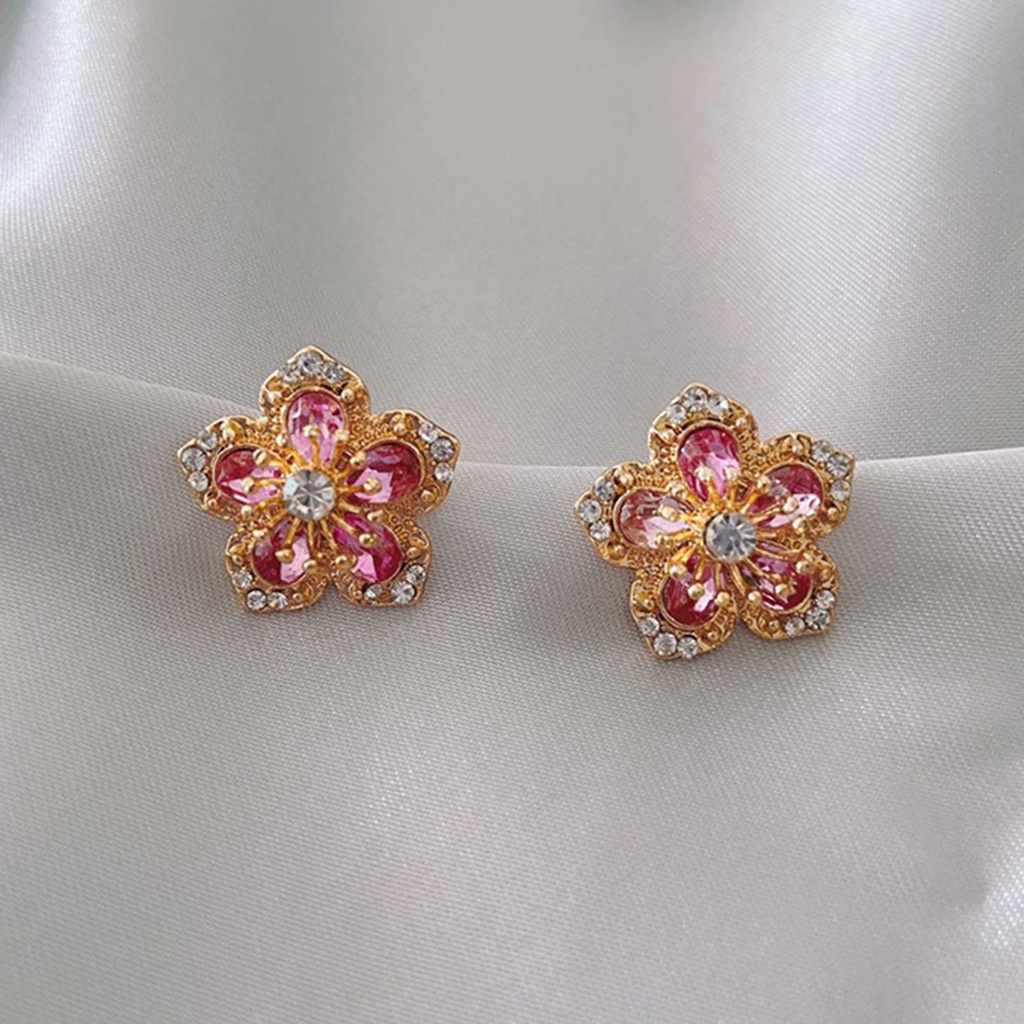 Đôi Bông Tai Hình Hoa Đính Đá Thời Trang Cho Nữ