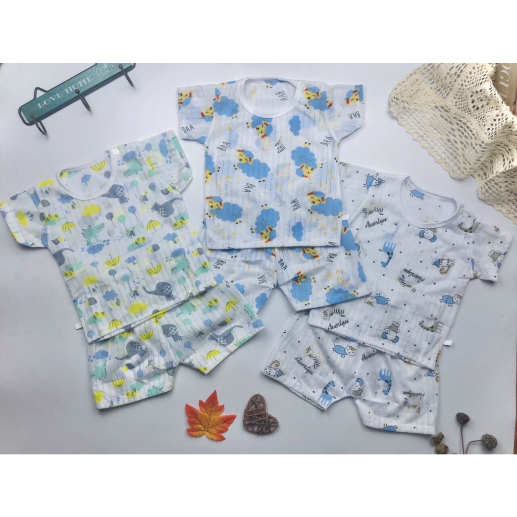Coton giấy mẫu mới-Bộ quần áo trẻ em cotton giấy QATE230 bé trai/bé gái-combo sơ sinh