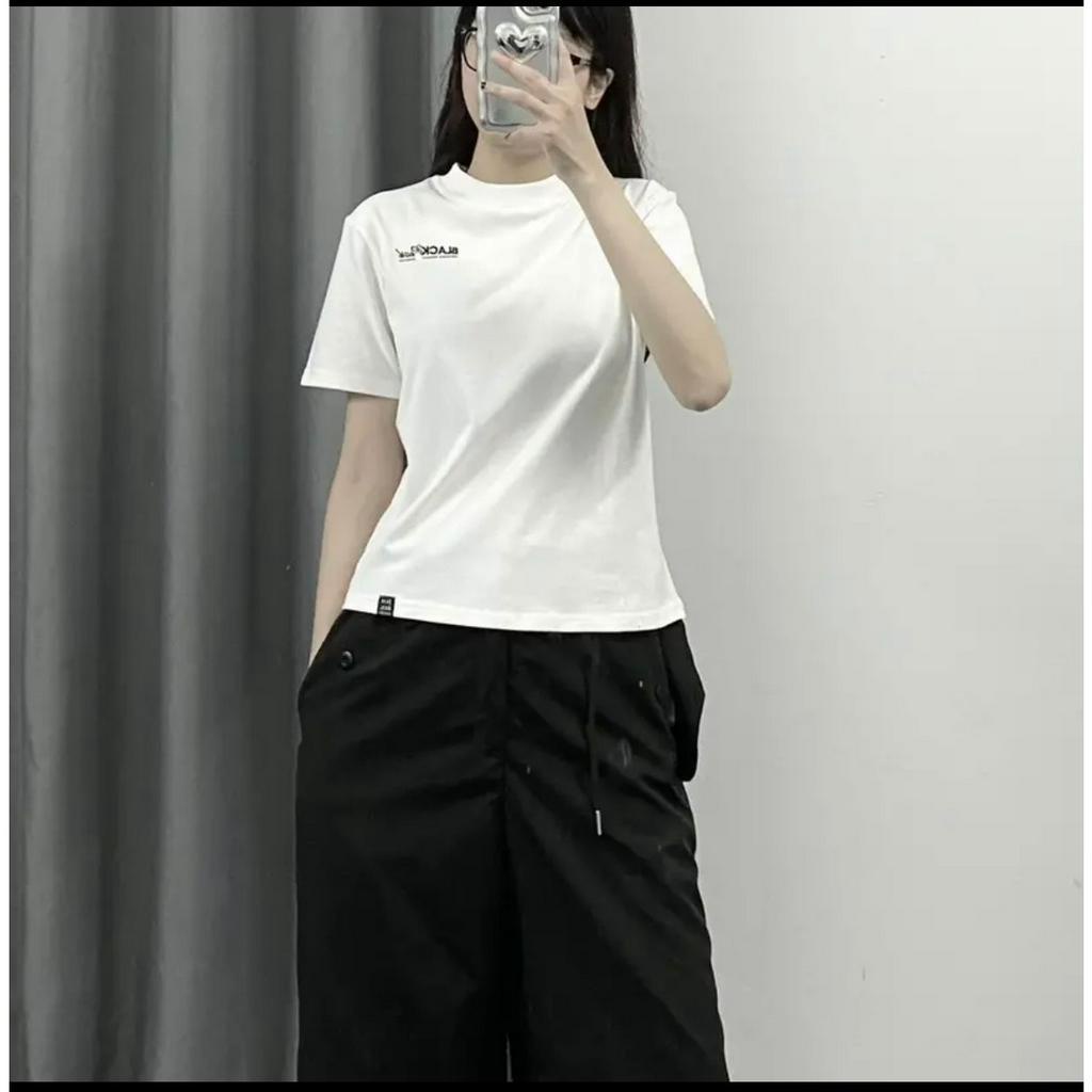 Áo thun babytee áo phông cổ tròn chữ Black hai màu đen ,trắng basic chất cotton
