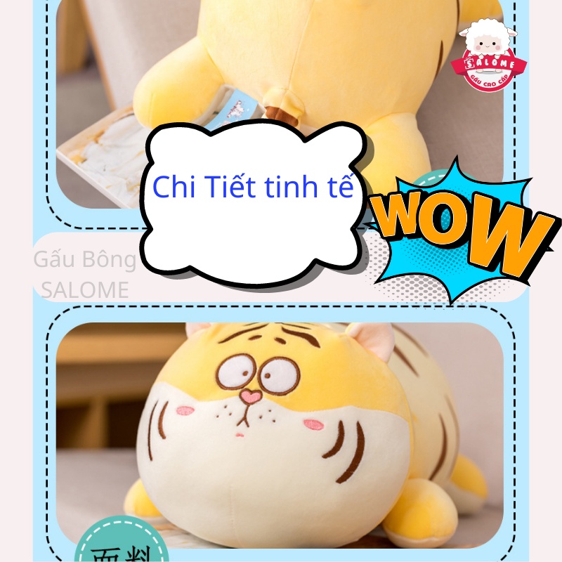 Gấu Bông Hình Con Hổ Mặt Ngáo SALOME,Thú Nhồi Bông Hình Con Cọp Cute