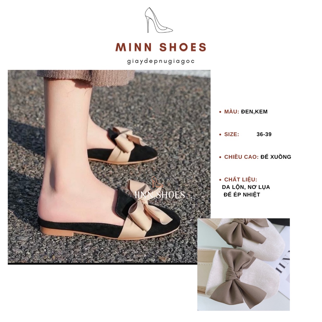 Sục nữ nơ lụa đế xuồng thời trang MINN SHOES (D50)