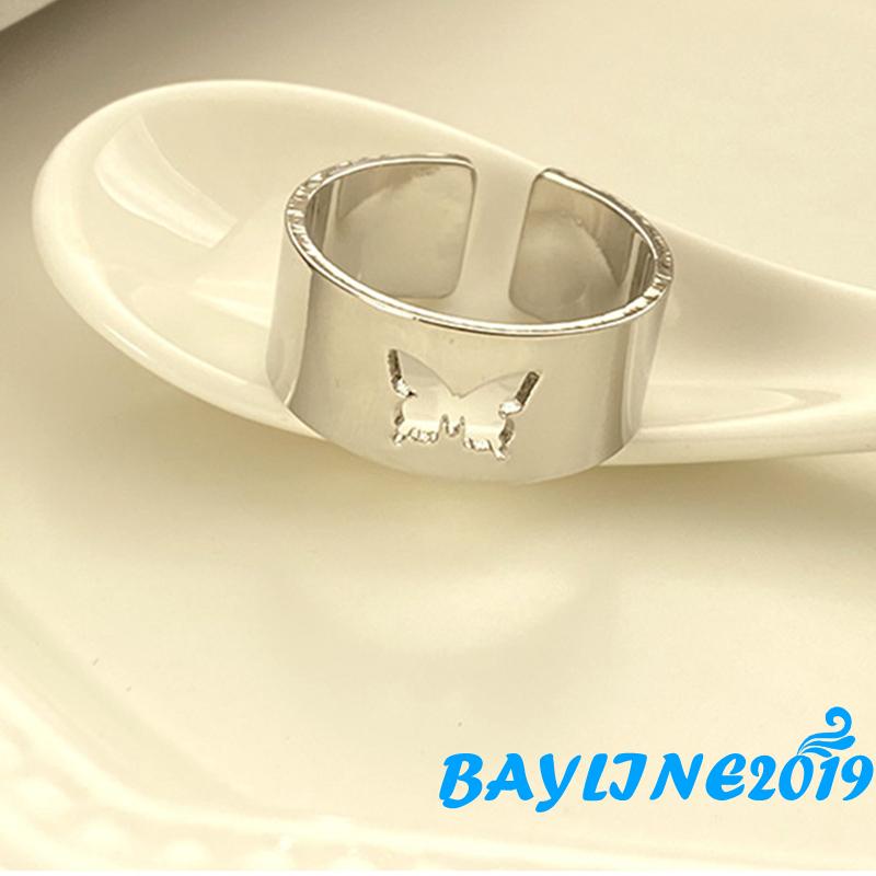 Set 2 Nhẫn Đeo Ngón Tay Kim Loại Hình Bướm Xinh Xắn