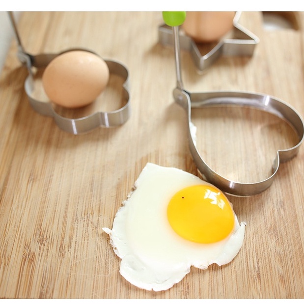 Khuôn Rán Trứng Ốp La, Bánh - Khay Chiên Tạo Nhiều Hình Cute Có Núm Cầm