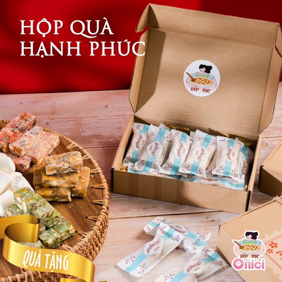 Kẹo nougat Bếp của mẹ ONICI Kẹo hạnh phúc mix nhiều hạt mềm dẻo thơm ngon ít ngọt thượng hạng