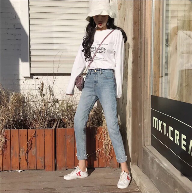 Quần slim baggy jeans mềm màu xanh đá ulzzang kèm ảnh thật hàng sẵn ở shop