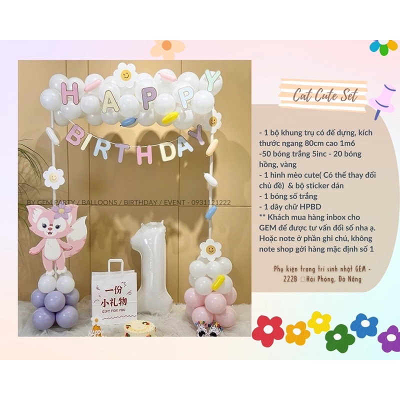 SET khung kèm phụ kiện bóng trang trí sinh nhật cho bé