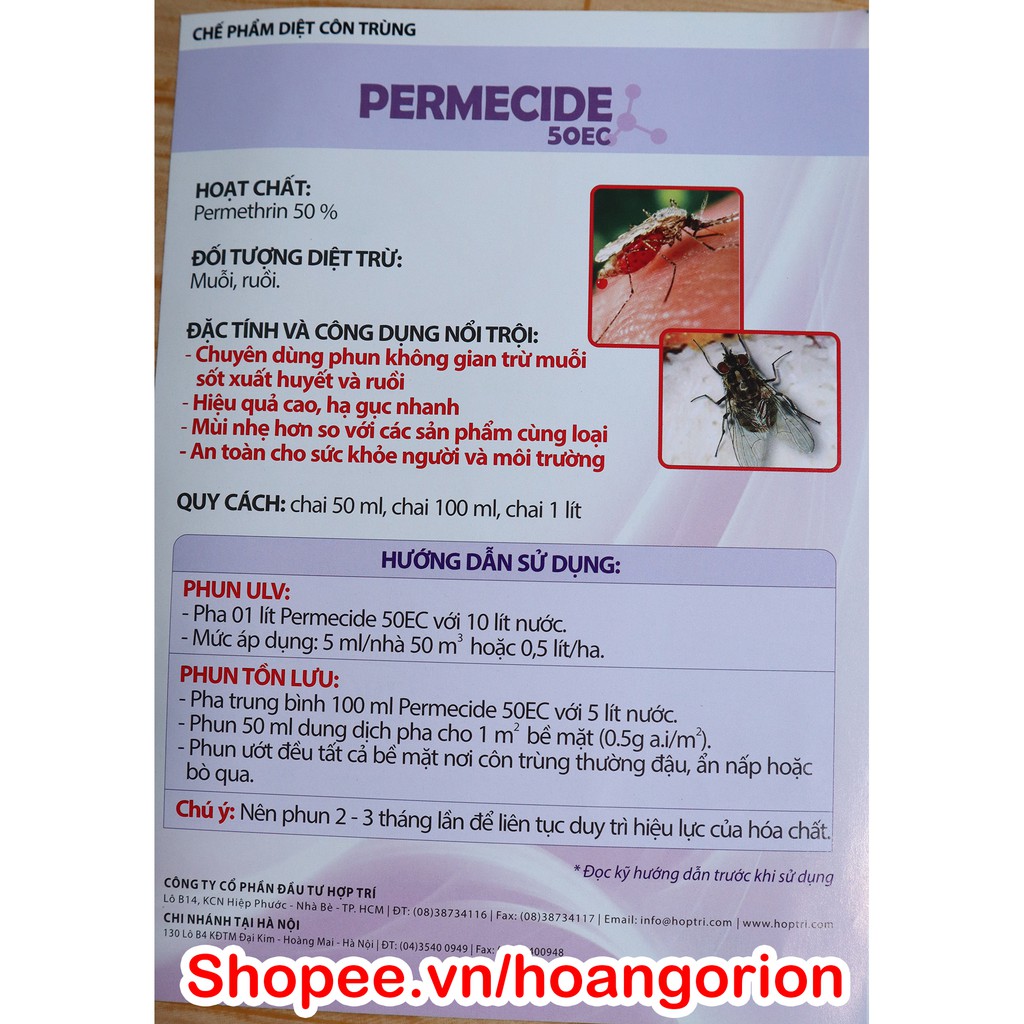 Permecide 50EC (100ml) Thuốc diệt Ruồi, Muỗi (nguyên liệu Ấn Độ)
