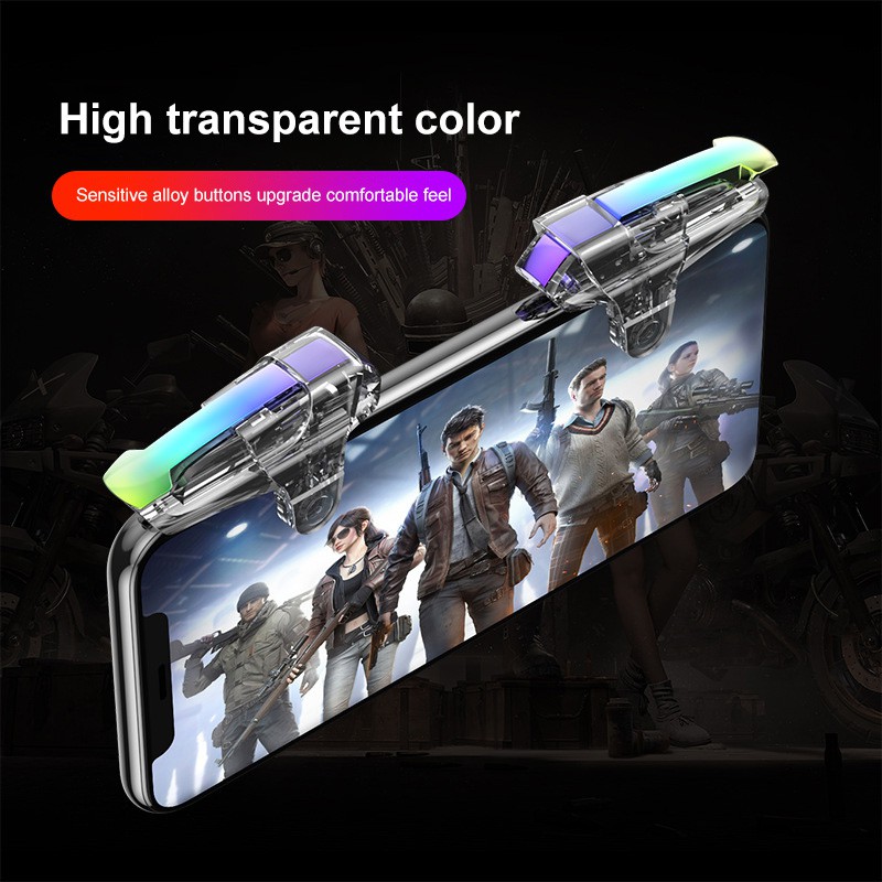 【New】 Metal ABS For PUBG Game Controller mobile phone Gamepad Mobile Joystick Trigger Aim Shooting L1 R1Key Button For IPhone 【ziyi】