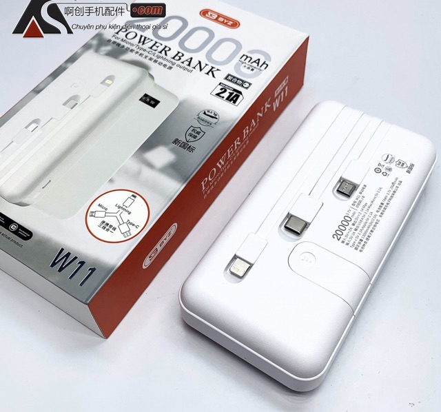 Sạc Dự Phòng BYZ W11 20.000mah hiển thị đèn led báo