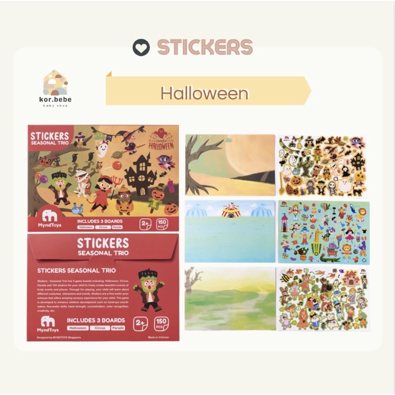 Bộ 150 Miếng Dán Sticker Cao Cấp MyndToys - Halloween Cho Bé