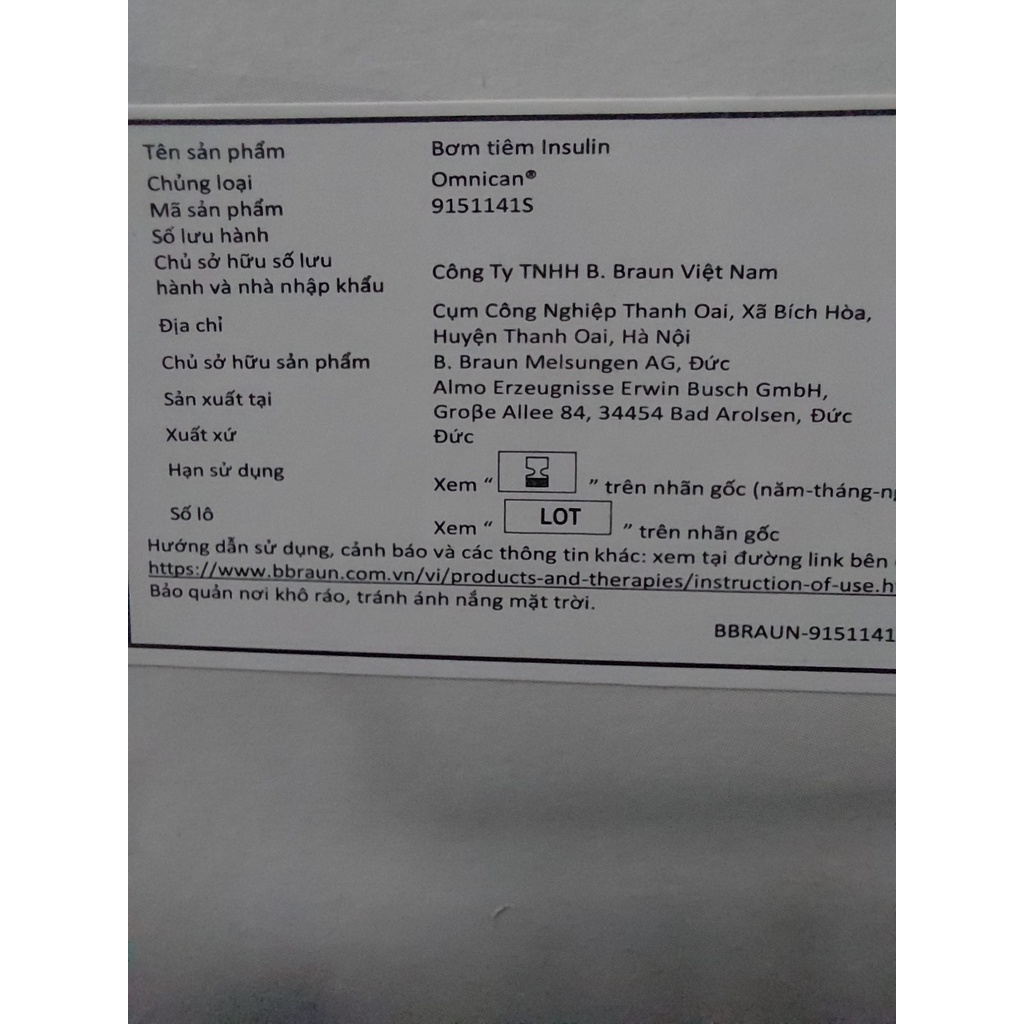 Lẻ 1 chiếc Kim tiêm tiểu đường omnican U100 BBraun - SX ĐỨC