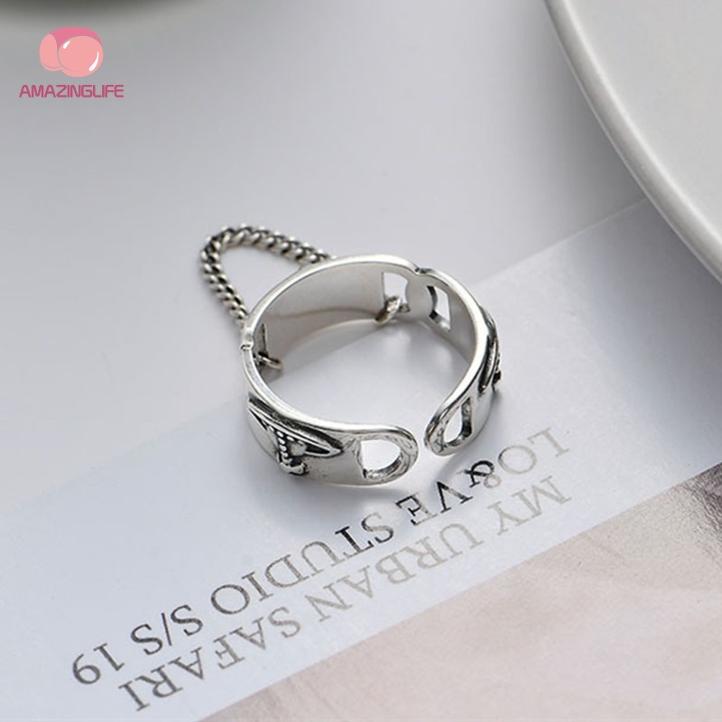 Nhẫn Hở Bằng Hợp Kim Phối Dây Xích Phong Cách Gothic Thời Trang Cho Nam / Nữ