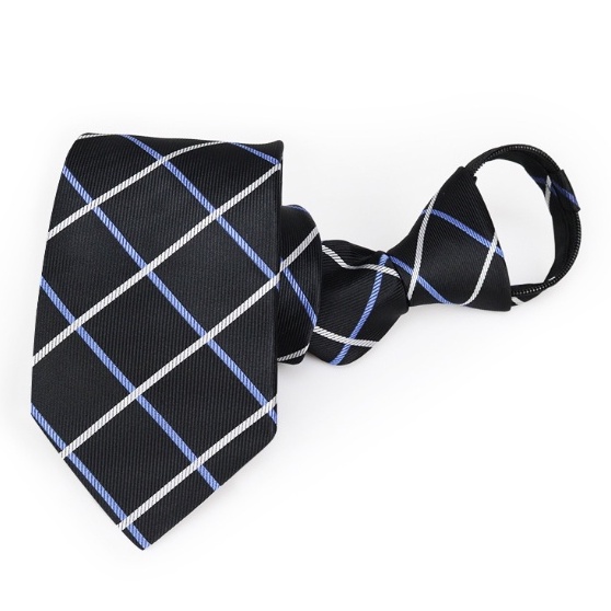 Cravat Nam màu xanh kẻ chéo bản nhỏ 6cm cao cấp thắt sẵn khóa kéo, Cravat chú rể, Calavat dự tiệc - CV-6341