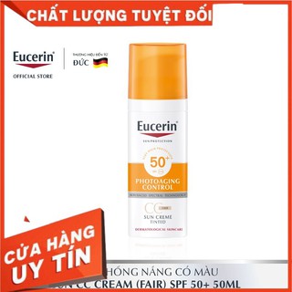 (CHÍNH HÃNG) Kem chống nắng làm đều màu da Eucerin Sun Cream Tinted CC Fair Cream SPF50+ 50ml