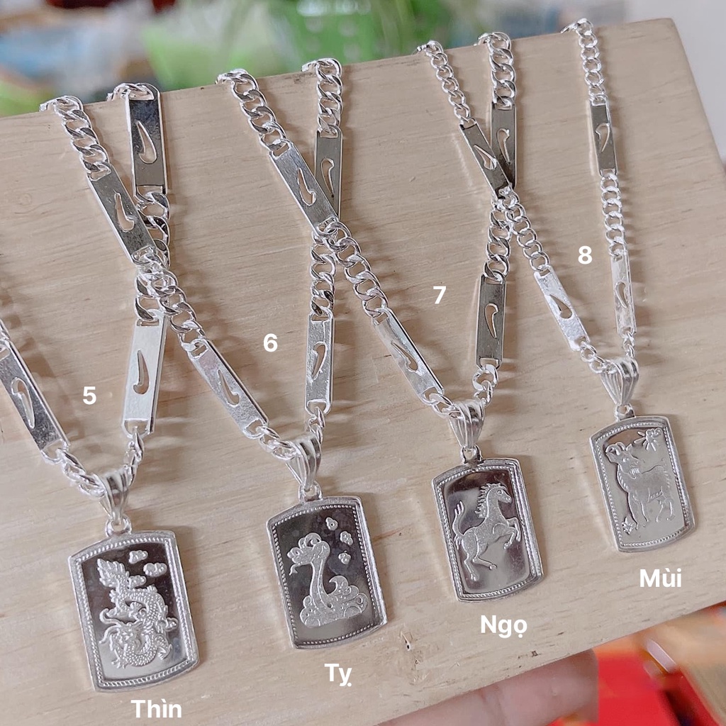 Dây chuyền bạc mặt hình 12 con giáp cho bé - Mặt dây chuyền 12 con giáp bằng bạc ta cao cấp