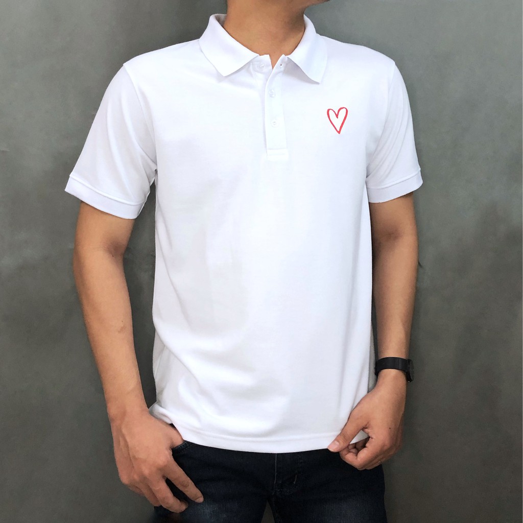 Áo thun Polo Unisex cá sấu 4 chiều - Thêu Trái Tim