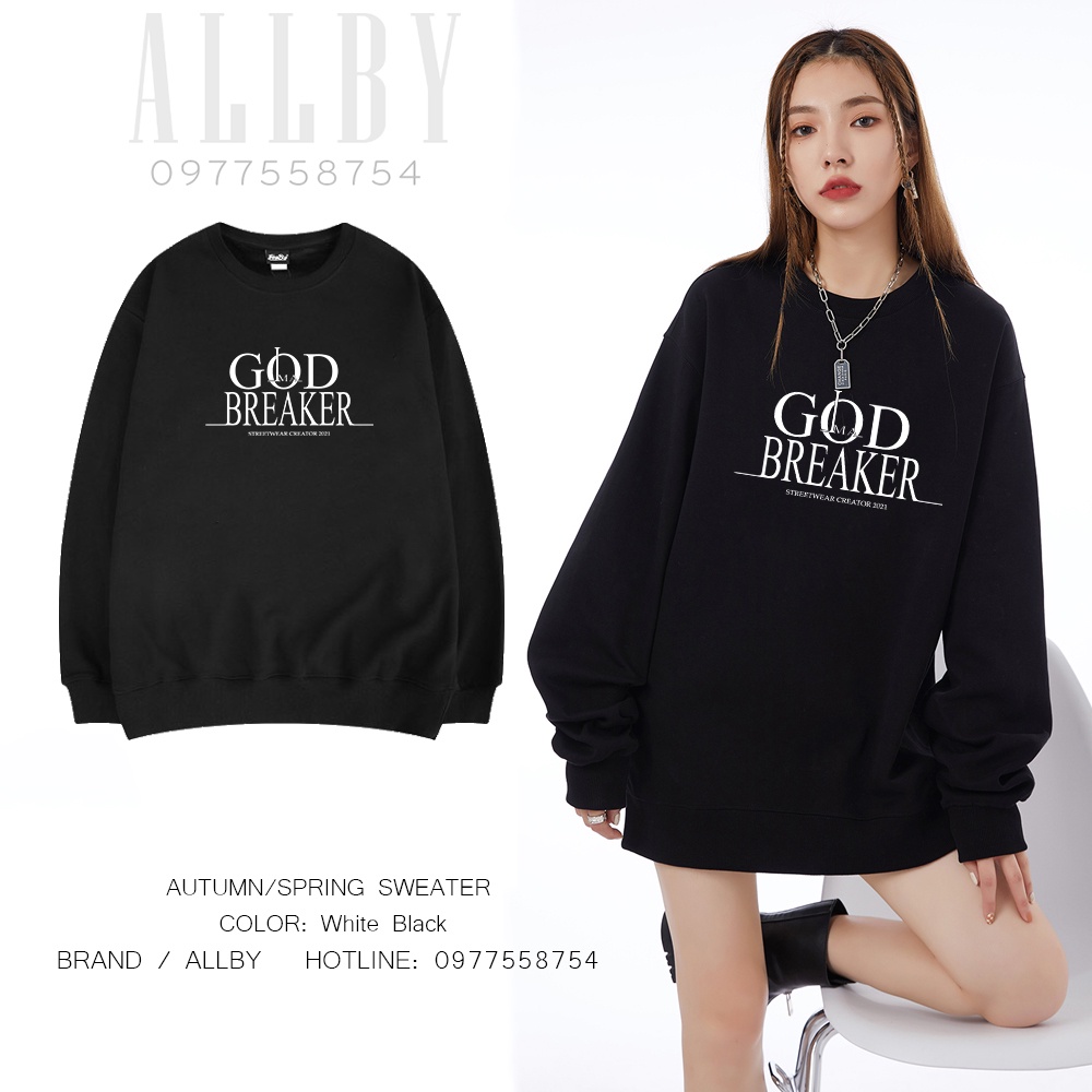 Áo sweater nam nữ God Breaker , áo hoodie nỉ unisex form rộng dài tay nỉ da cá - Allby | BigBuy360 - bigbuy360.vn