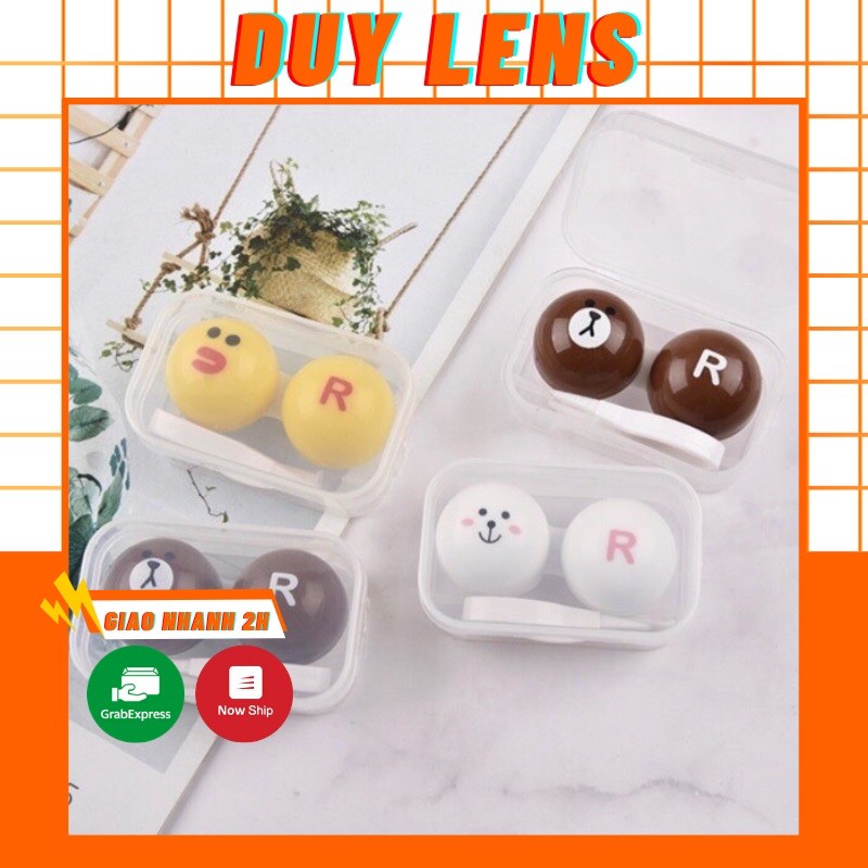 khay đựng kính áp tròng CUTE kèm dụng cụ đeo lens độ màu Hàn Quốc DUYLENS