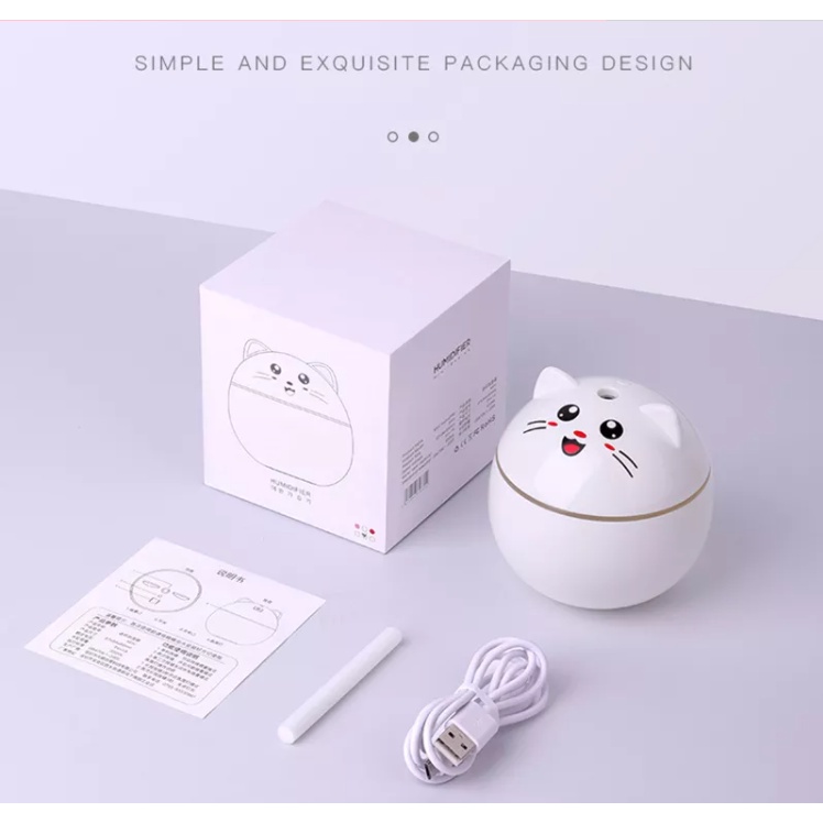 Máy phun sương tạo độ ẩm sạc USB kiểu dáng mèo nhỏ may mắn dễ thương