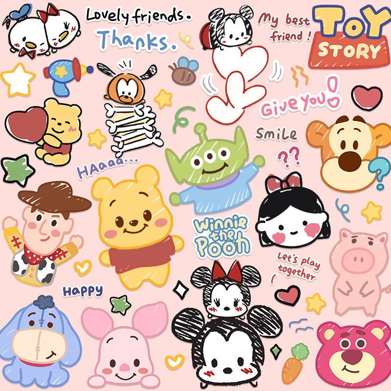Miếng Dán TrangTrí laptop/Điện Thoại/Máy Tính Bảng Họa Tiết Hoạt Hình Winnie the Pooh Dễ Thương