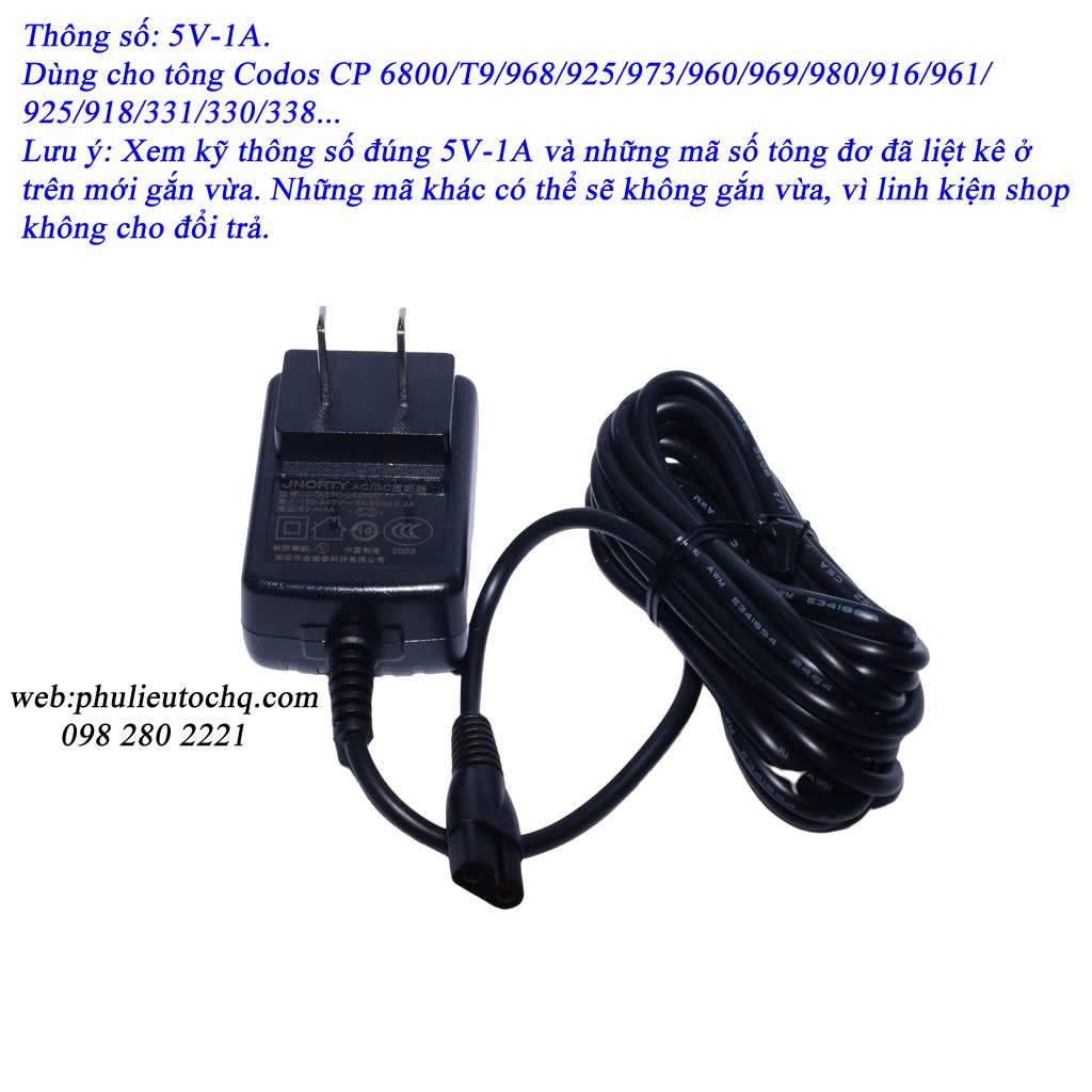 Sạc adaptor tông đơ có thông số 5V-1A