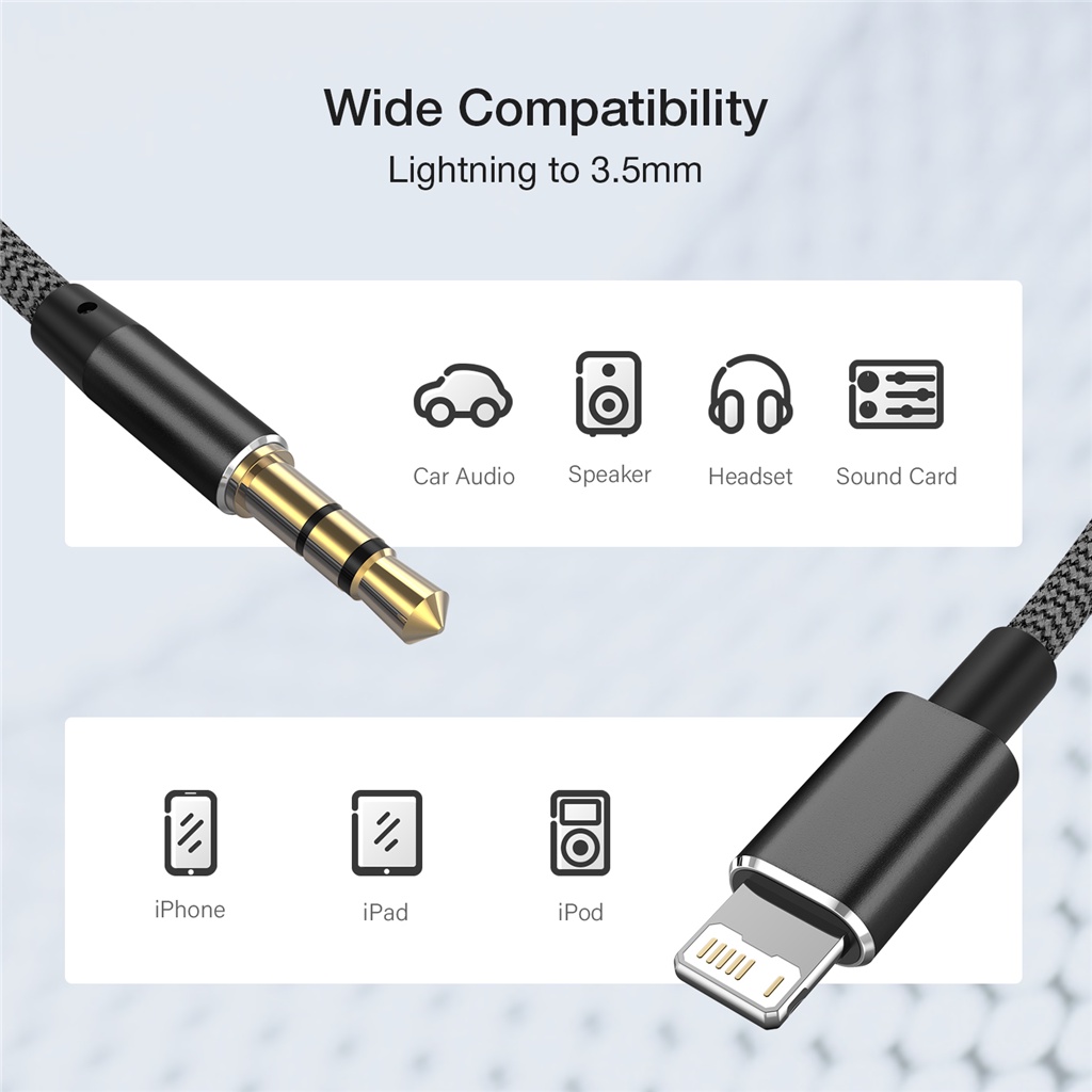 Dây Cáp Chuyển Đổi Cổng 3.5mm Sang Cổng AUX Chuyên Dụng Cho iPhone 13 12 11 Pro Max X XS 7 8