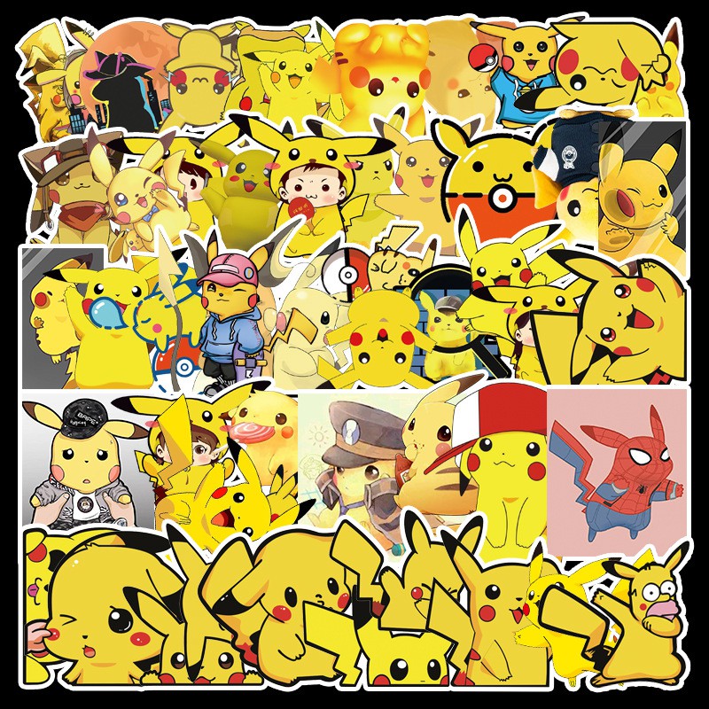 Bộ 50 Miếng Dán Trang Trí Hình Pikachu Đáng Yêu