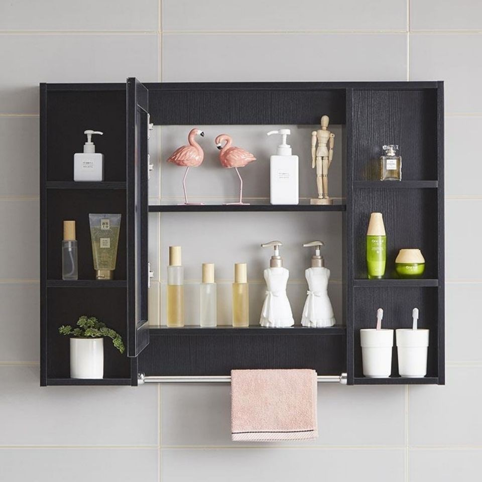 Tủ gương phòng tắm bằng gỗ nguyên khối hiện đại và đơn giản, treo tường không thấm nước thân thiện với môi trường Kệ | BigBuy360 - bigbuy360.vn