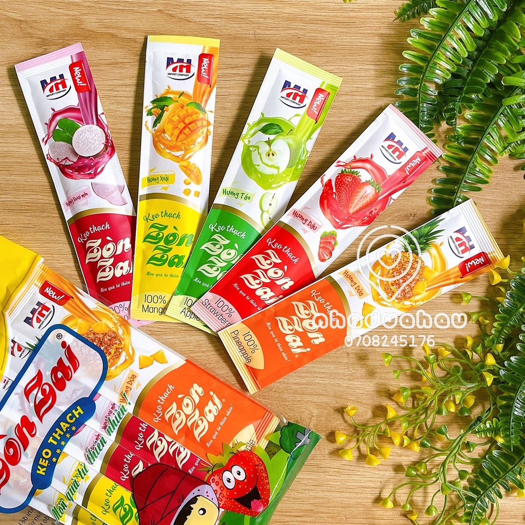 Một gói gồm 12 cây kẹo thạch dài Zòn Zai hàng cty Việt Nam chuẩn xịn cây 35g