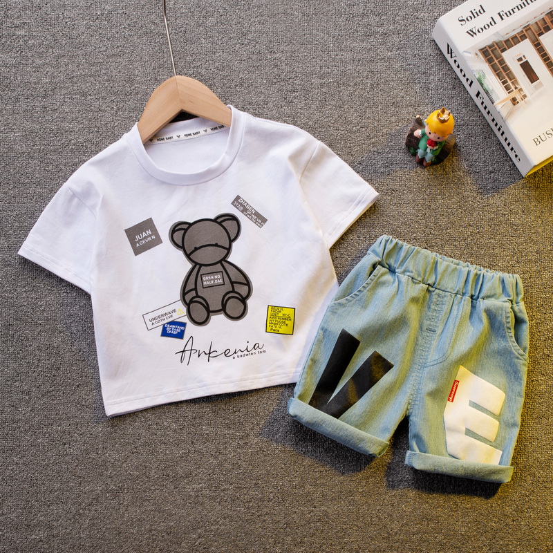 2021 latest Korean version of male and female baby summer cotton cartoon short-sleeved suit