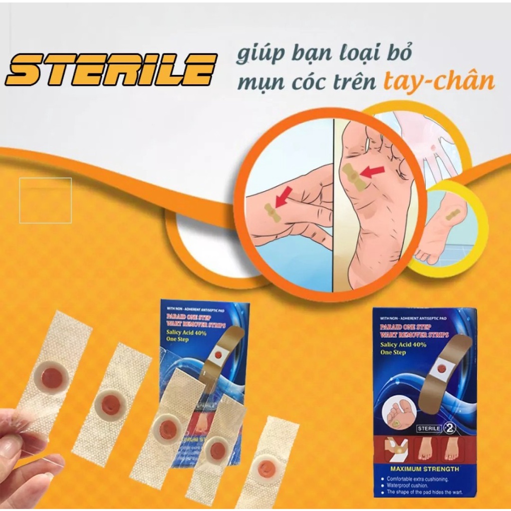 Miếng dán giảm mụn cóc hộp 6 miếng dán  dễ dàng loại bỏ mụn, mụn cơm an toàn hiệu quả - Loki store