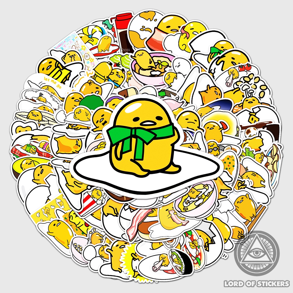 Set 100 Hình Dán Trứng Lười Gudetama Sticker Hoạt Hình Cute Chống Thấm Nước Trang Trí Mũ Nón Bảo Hiểm, Laptop, Vali, Sổ