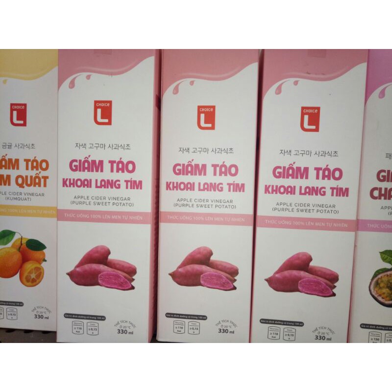 Giấm táo Kim Quất/ chanh dây/ khoai lang tím Choice L 330ml