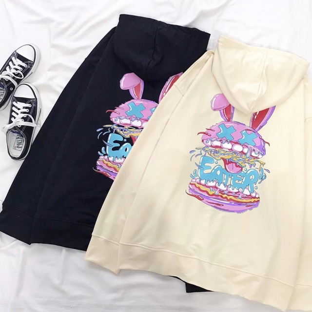 Áo Hoodie Zip EATER Tay Dài Túi Bụng Ảnh Thật