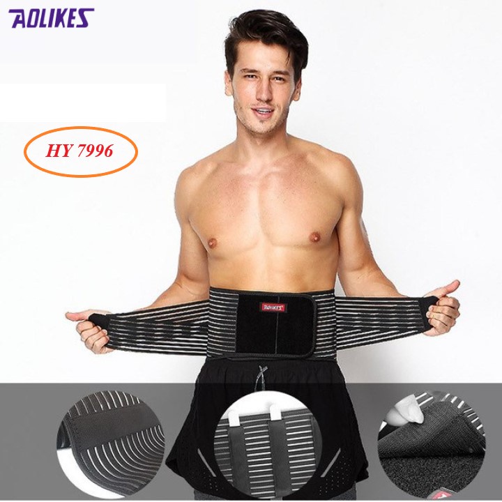 Đai nịt bụng bảo vệ lưng cột sống thoát vị tập gym nâng tạ squat thể hình chạy đi bộ, Đai lưng Aolikes HY 7998 7996 7983