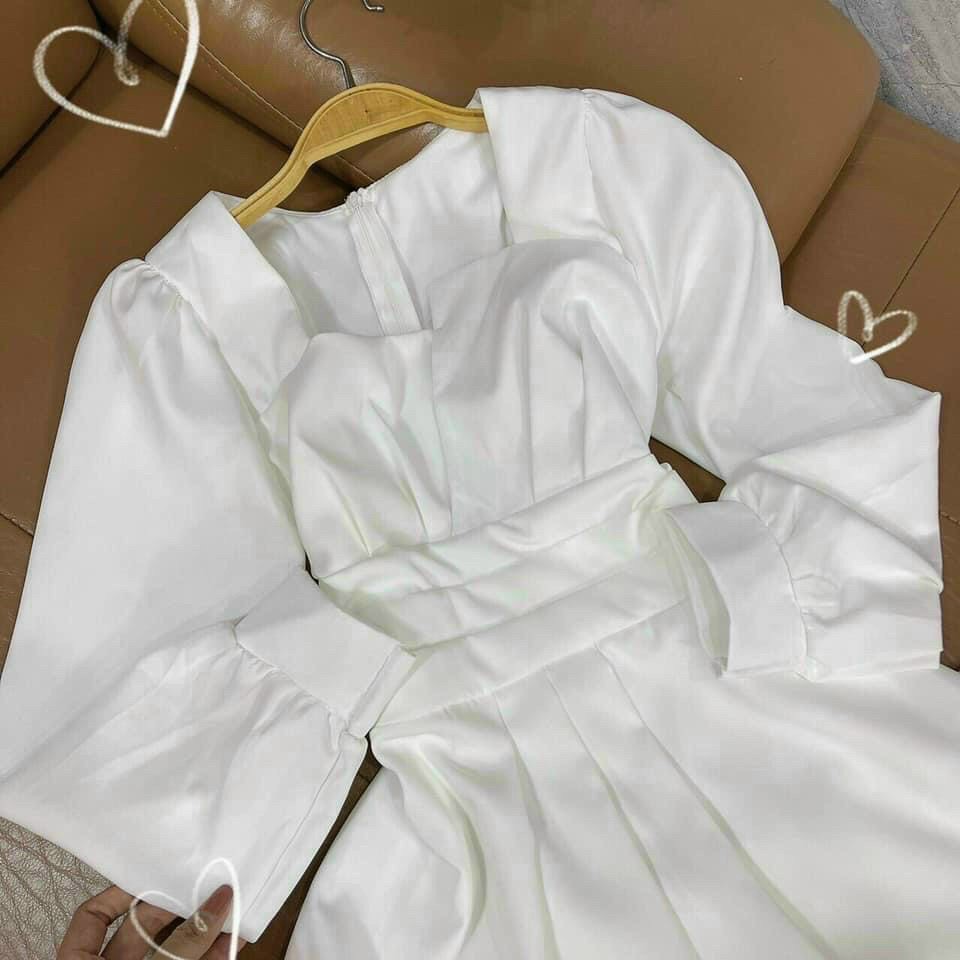 Đầm dự tiệc dáng dài tay phồng ôm eo cổ V TD | BigBuy360 - bigbuy360.vn