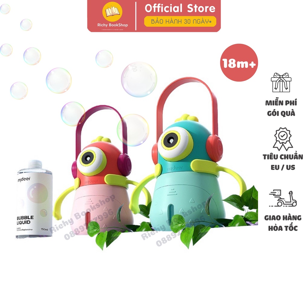 Máy Thổi Bong Bóng Tự Động Kèm Dây Đeo Cho Bé - Monster Bubbles Mideer