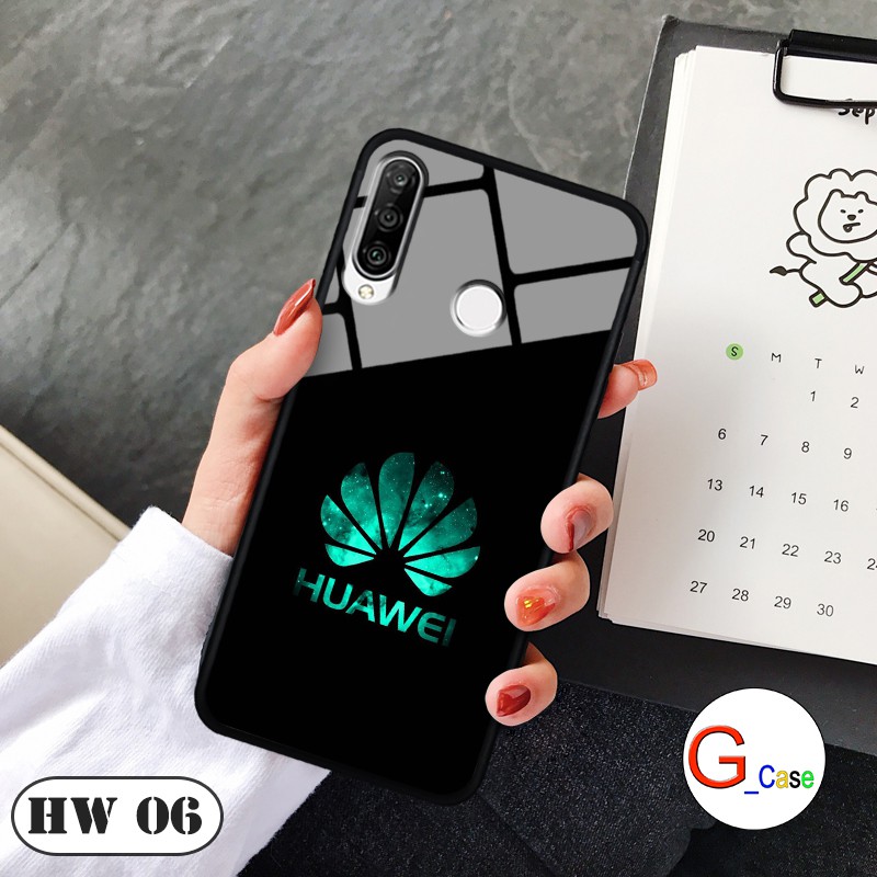 Ốp lưng Huawei P30 Lite-lưng kính in logo hãng điện thoại