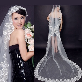 Mạng che mặt dài 3m phối ren sang trọng cho cô dâu