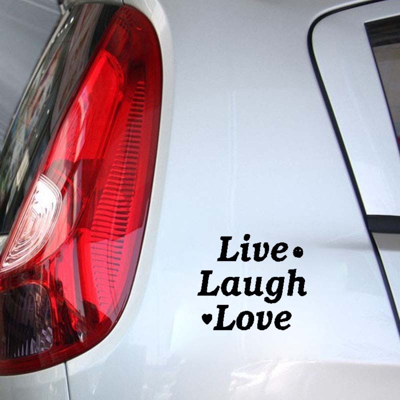 Decal dán trang trí xe hơi họa tiết LIVE LAUGH LOVE bằng chất liệu Vinyl kích thước 13.9CM*12.1CM