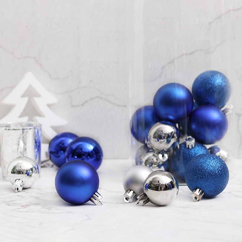Set 24 quả châu trang trí cây thông giáng sinh nhiều màu sắc tùy chọn