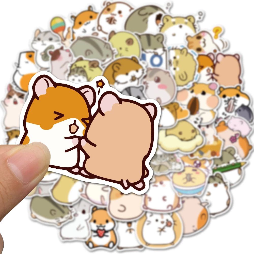 Bộ 50 miếng dán trang trí hình chuột hamster dễ thương chống thấm nước DIY
