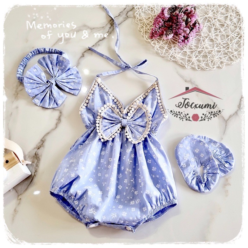 [MUA 1 ĐƯỢC 3] SET BODY YẾM NƠ XANH HOA VIỀN REN BI [THIẾT KẾ]